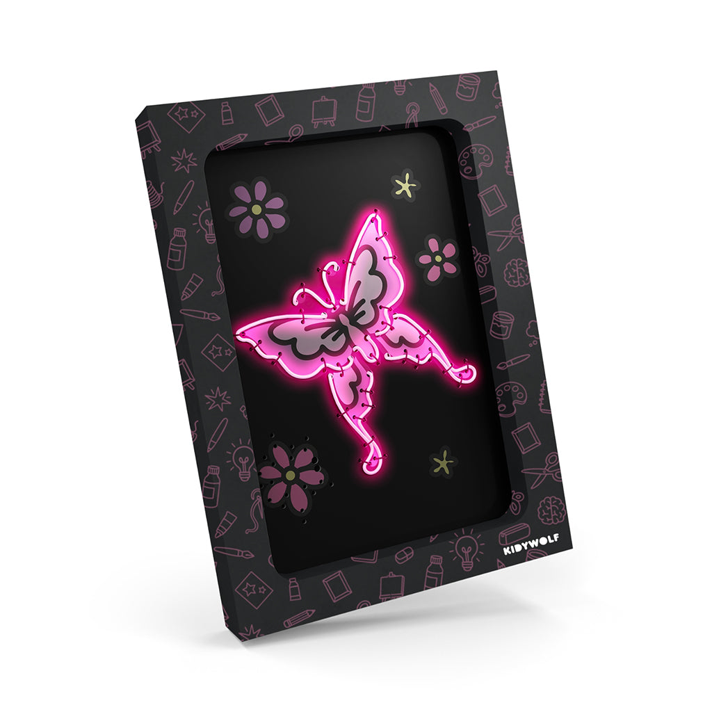 Kidyneon, DIY selvlysende bilder med pink neontråd - Once upon a time