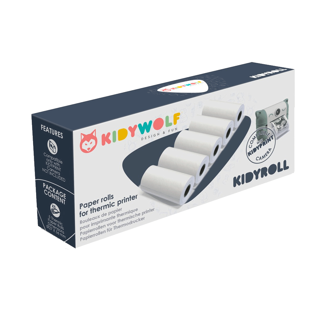 Kidywolf Kidyprint, 5 printruller i klassisk papir