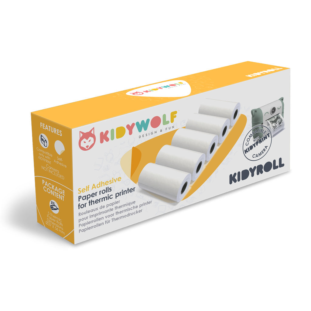 Kidywolf Kidyprint selvklæbende printruller i pakke med 5 stk.