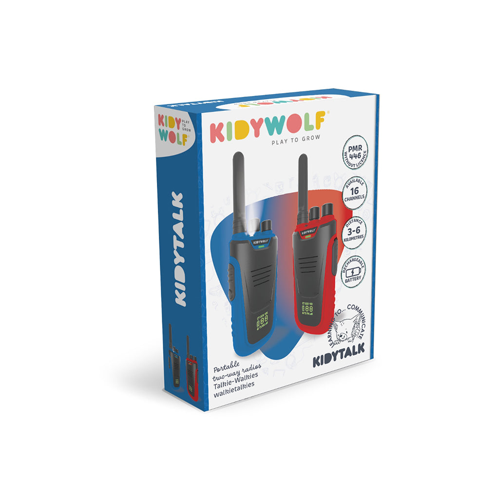 Kidywolf walkie talkie for barn, Kidytalk - Blå/Rød