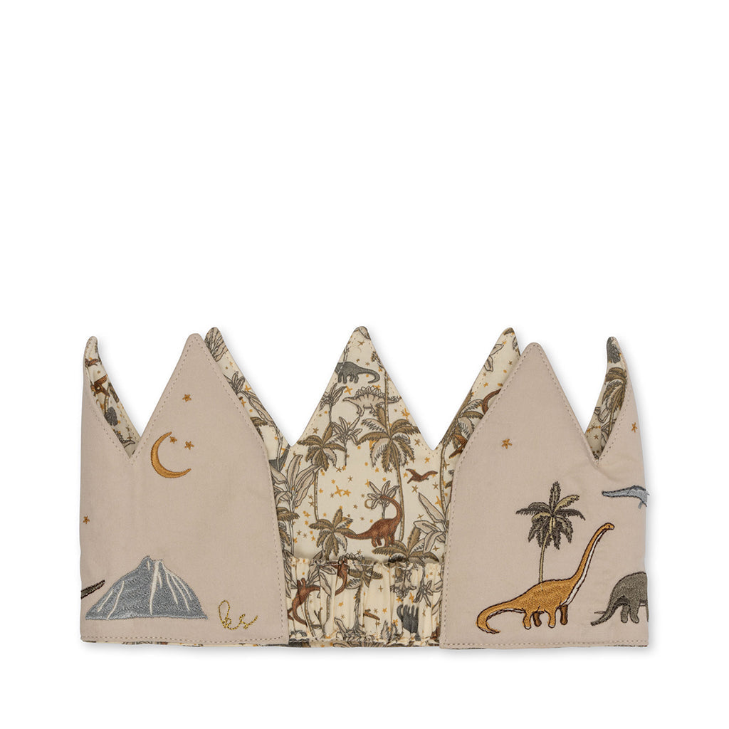 Konges Sløjd Birthday crown, stoffkrone med filttall, Dino – passer for barn fra 1–10 år