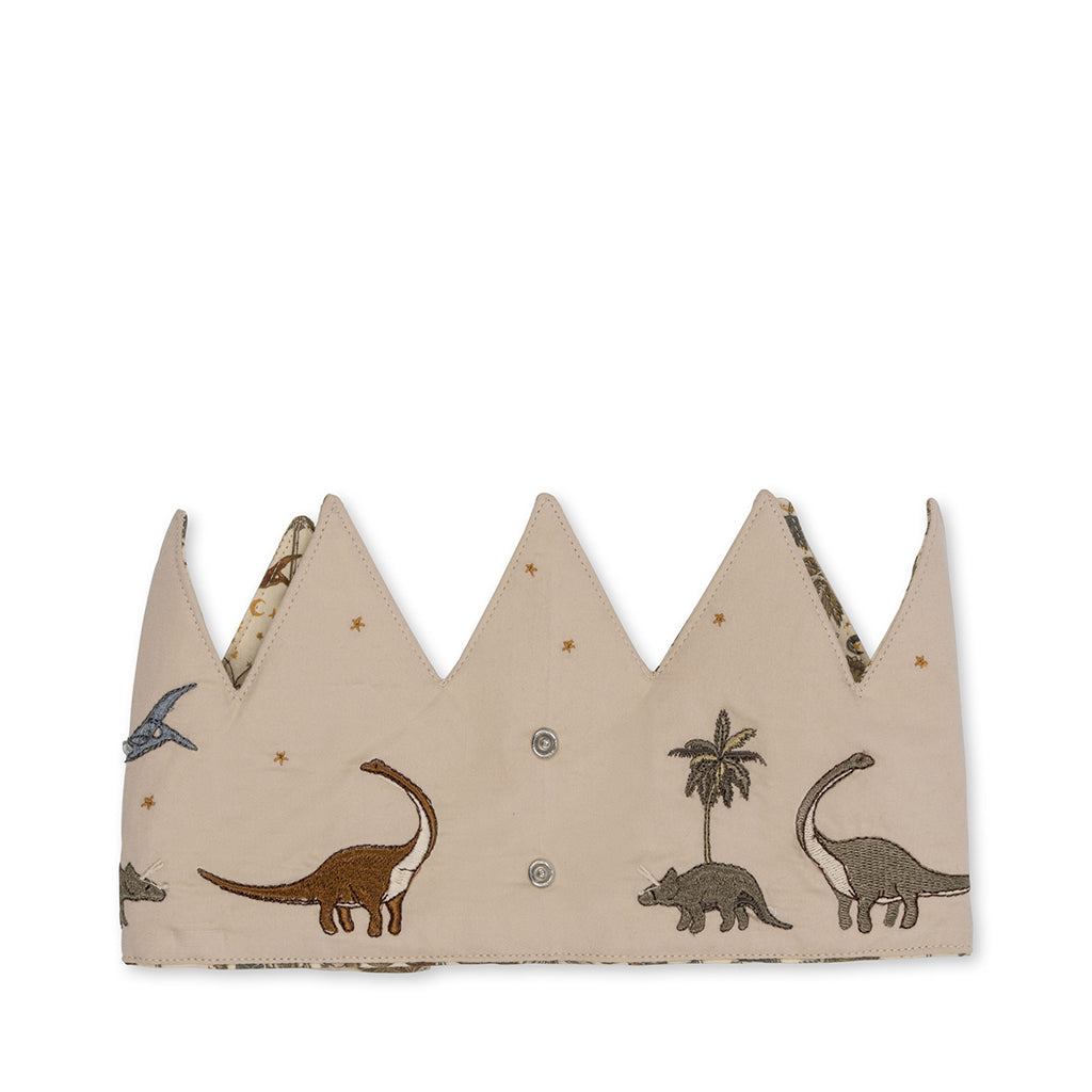 Konges Sløjd Birthday crown, stoffkrone med filttall, Dino – passer for barn fra 1–10 år