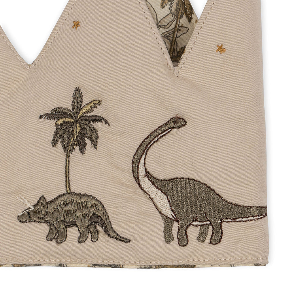 Konges Sløjd Birthday crown, stoffkrone med filttall, Dino – passer for barn fra 1–10 år