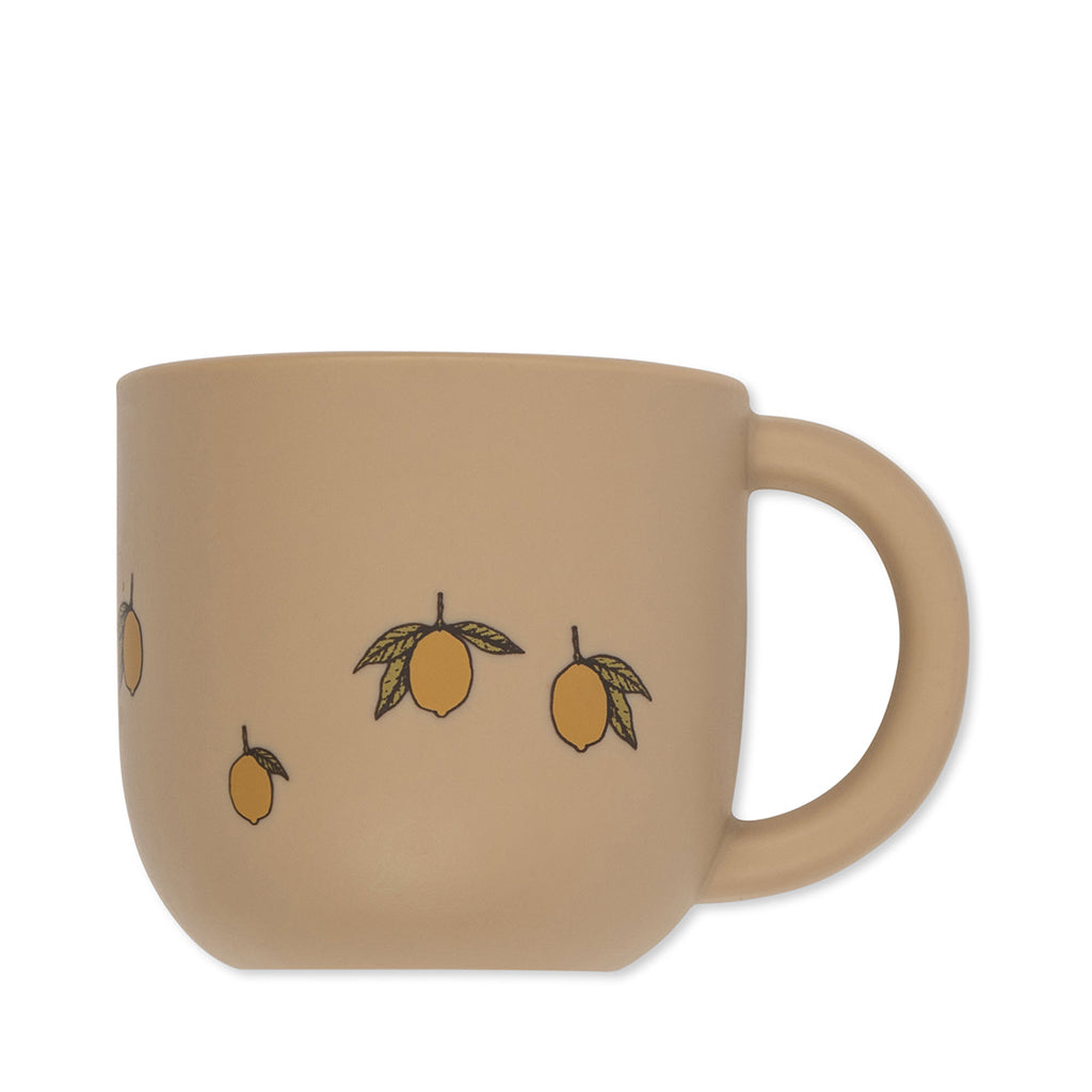 Konges Sløjd barnebestikk i silikon, kopp og 3-delt tallerken, Lemon - Warm clay