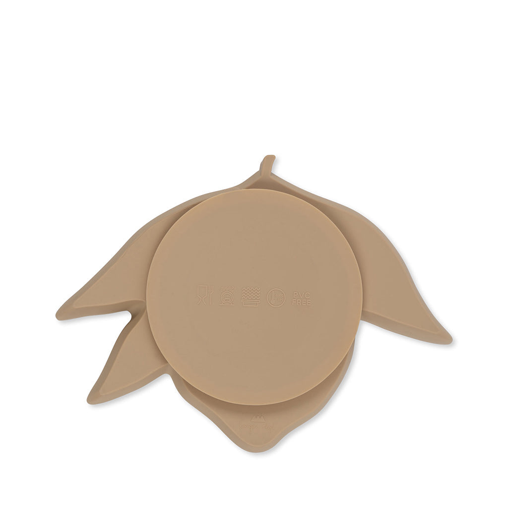 Konges Sløjd barnebestikk i silikon, kopp og 3-delt tallerken, Lemon - Warm clay