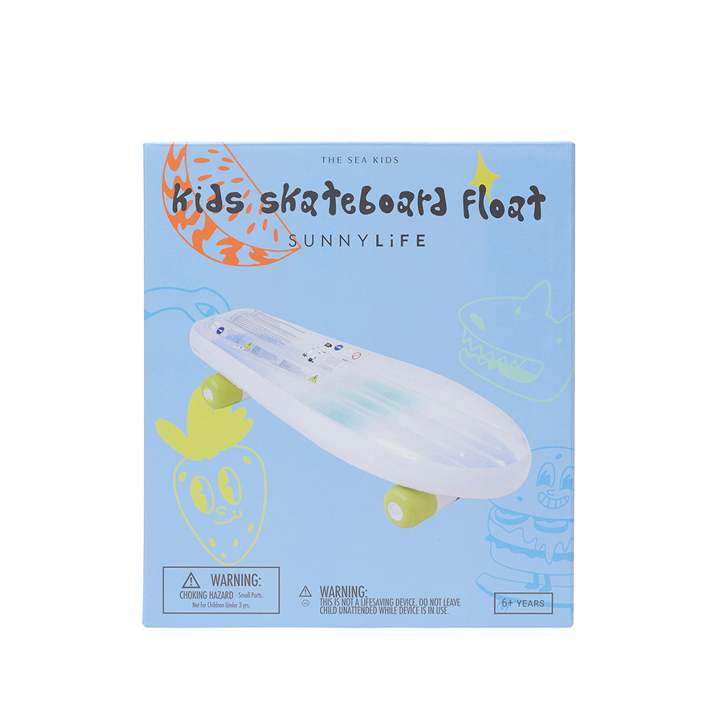 Sunnylife luftmadras, skateboard – blå/lime – Fra 6 år
