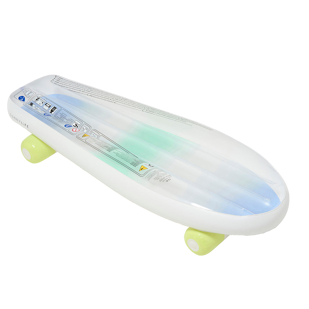Sunnylife luftmadrass, skateboard - blue/lime - Fra 6 år