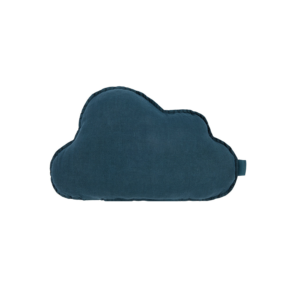 Nobodinoz skyspute, vasket fransk lin - Deep blue