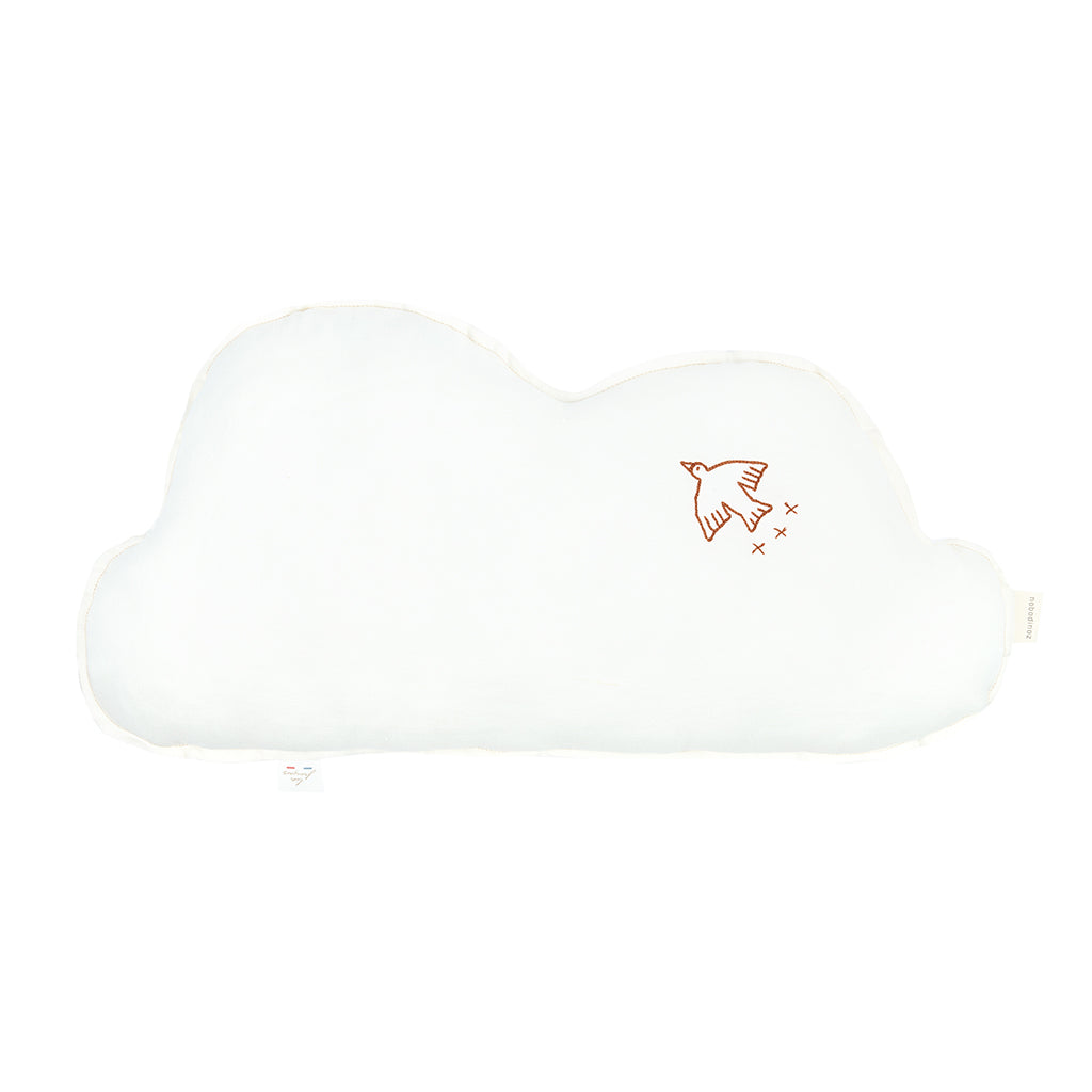 Nobodinoz skypude, vasket fransk hør, fuglebroderi i off white