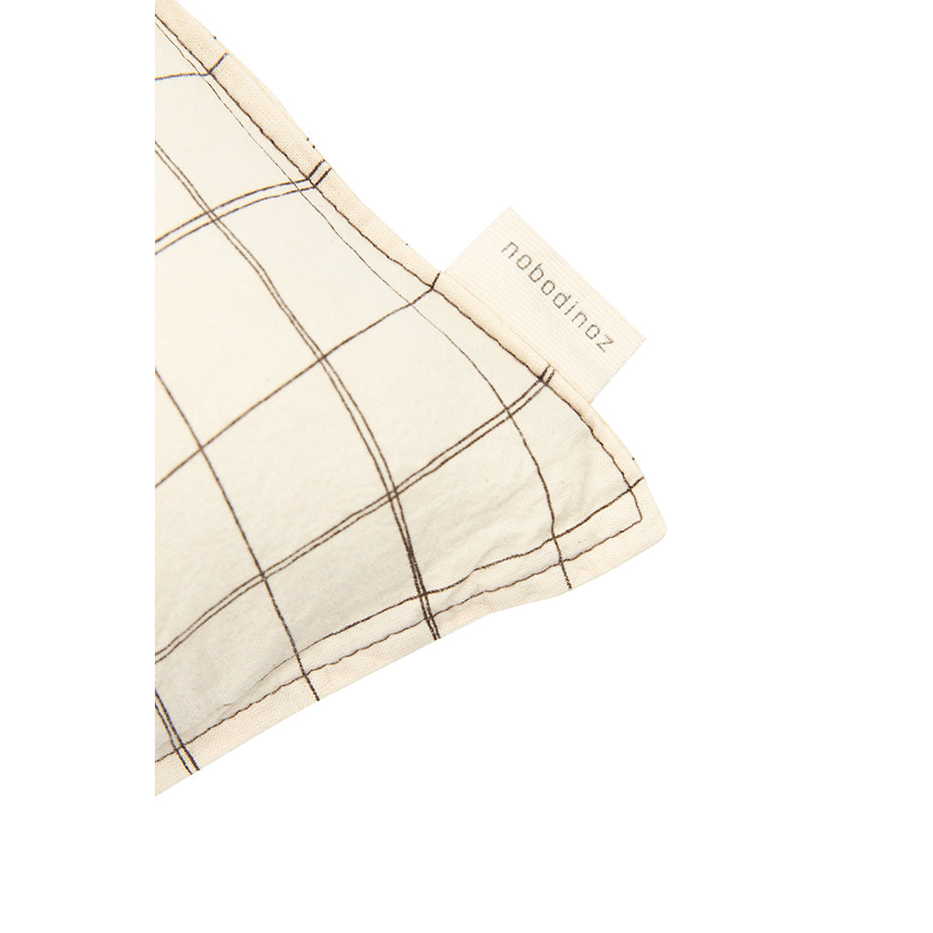 Nobodinoz brodert pute, 50 x 30 cm, vasket fransk lin - Natural grid