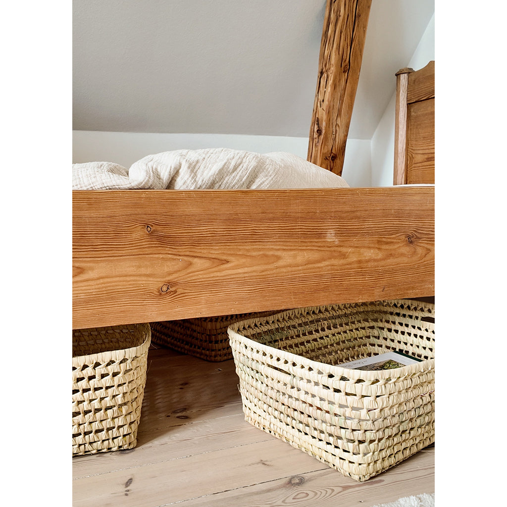 Lubilu kurv av palmeblader, L48 - 48 x 40 x 20 cm