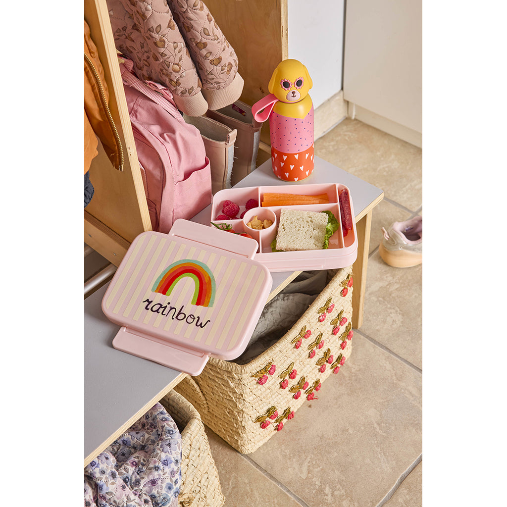 Rice matboks med 6 rom, Pink ABC – Rainbow print