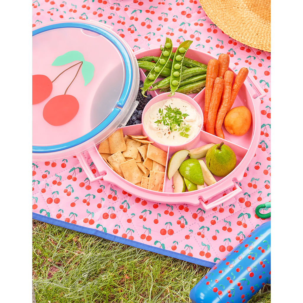 Rice snackbakke med lokk, 6-delt – Pink