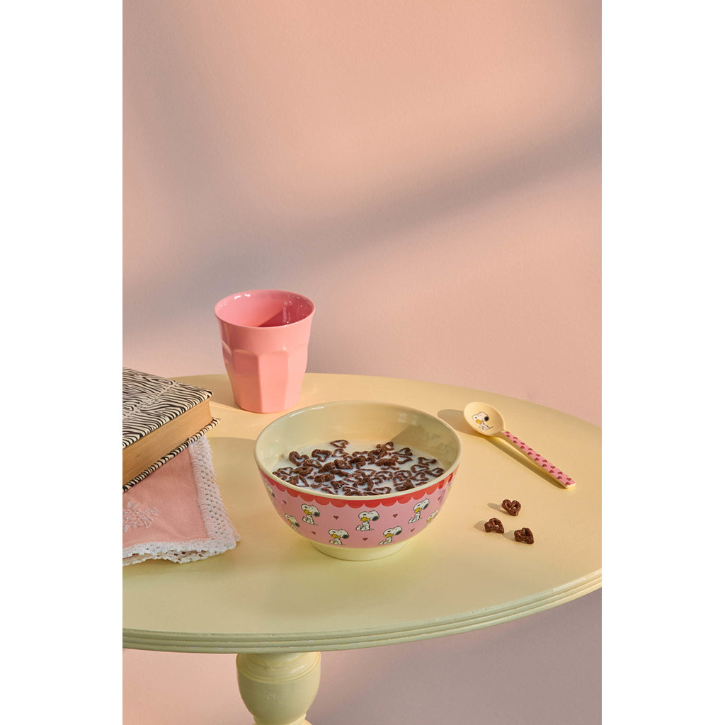 Rice Melamin skål, medium, Snoopy - Rosa