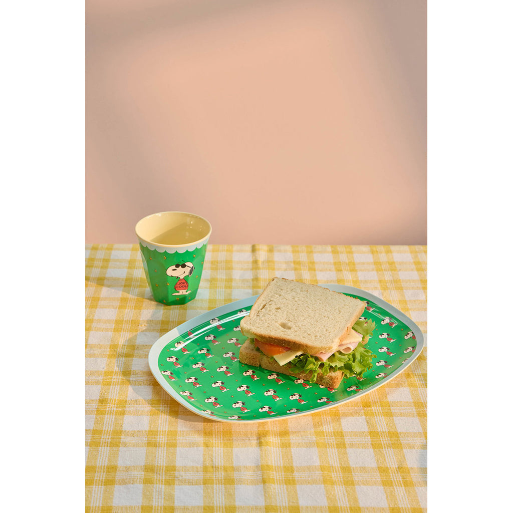 Rice Melamin rektangulær middagstallerken, Snoopy - Grønn