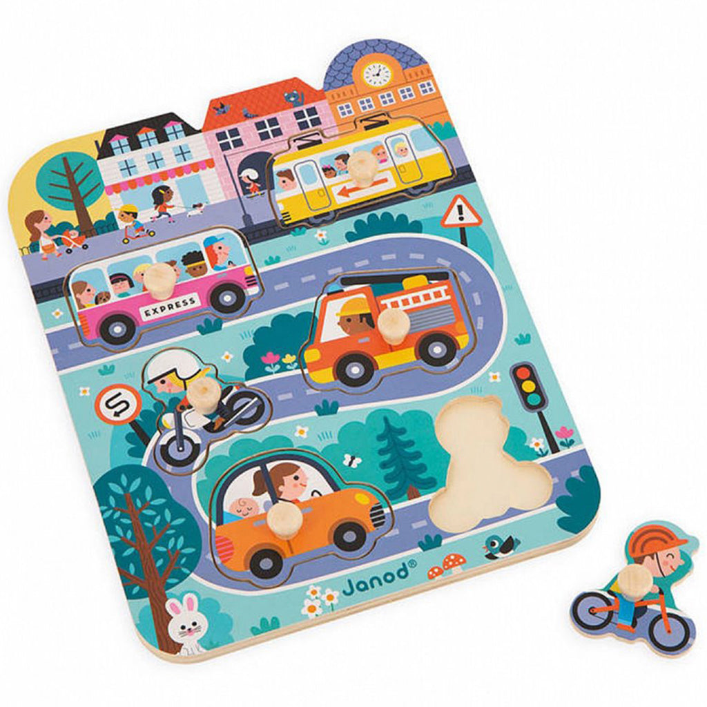 Janod puslespill i tre, I byen - 6 brikker