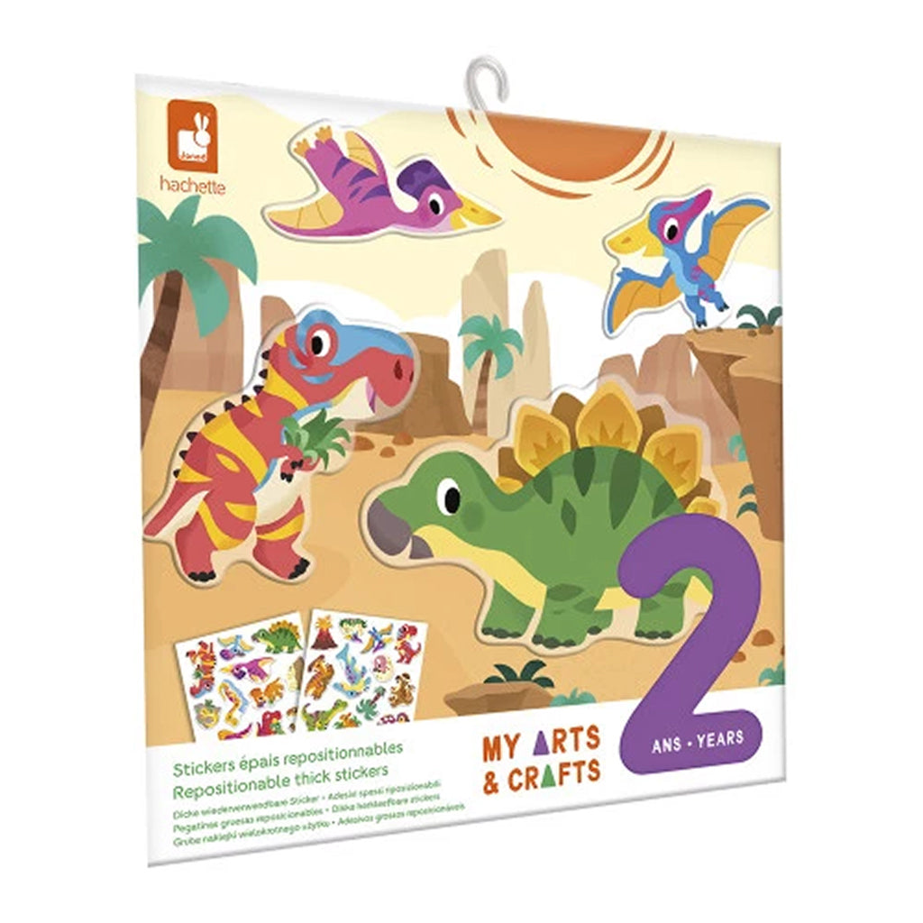 Janod Genanvendelige tykke stickers med dinosaurer tema, for alderen 2 år