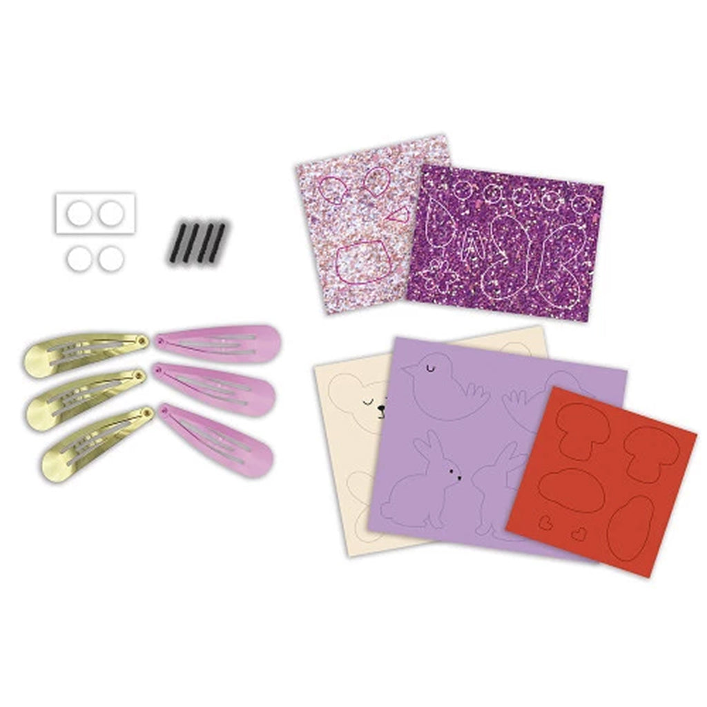 Janod Kreativt lag-selv glitter hårspenner, Flower garden