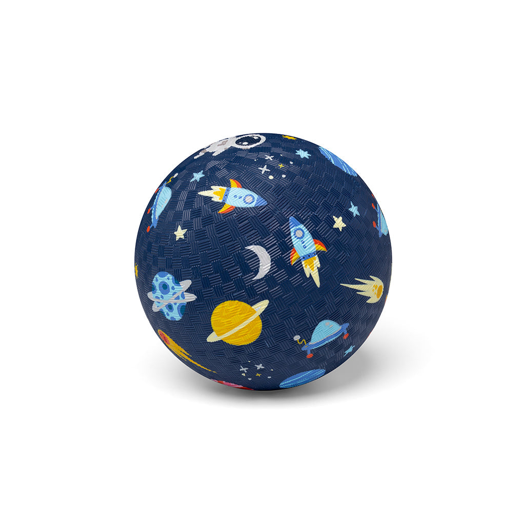 Little L Space gummibold 18 cm, blå med raketter og planeter