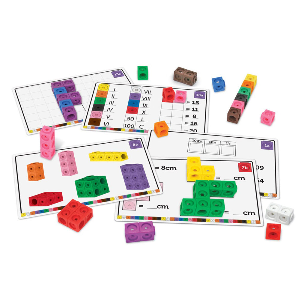 MathLink Cubes matematik for begyndere med farverige klodser og aktivitetskort