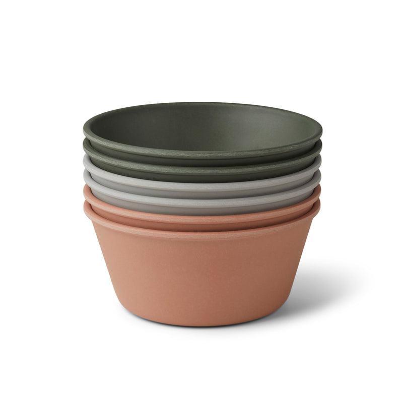 Liewood Greta bambusskål, sett m. 6 stk. - Hunter green mix