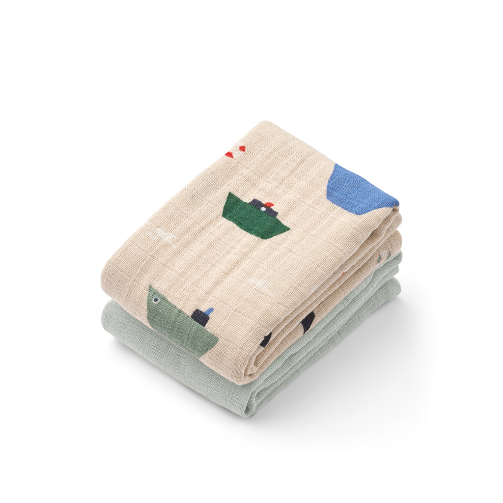 Liewood stoffbleer, Lewis muslin 2-pak – Sailing/dove blue mix