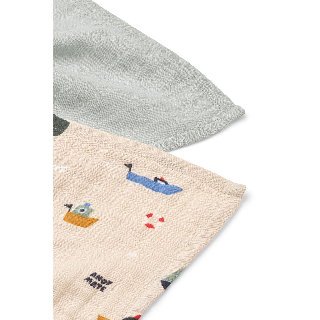 Liewood stoffbleer, Lewis muslin 2-pak – Sailing/dove blue mix