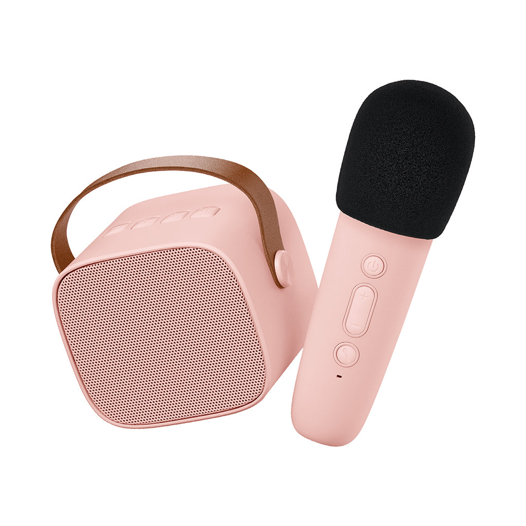 Lalarma trådløs karaoke mikrofon og højtaler i rosa