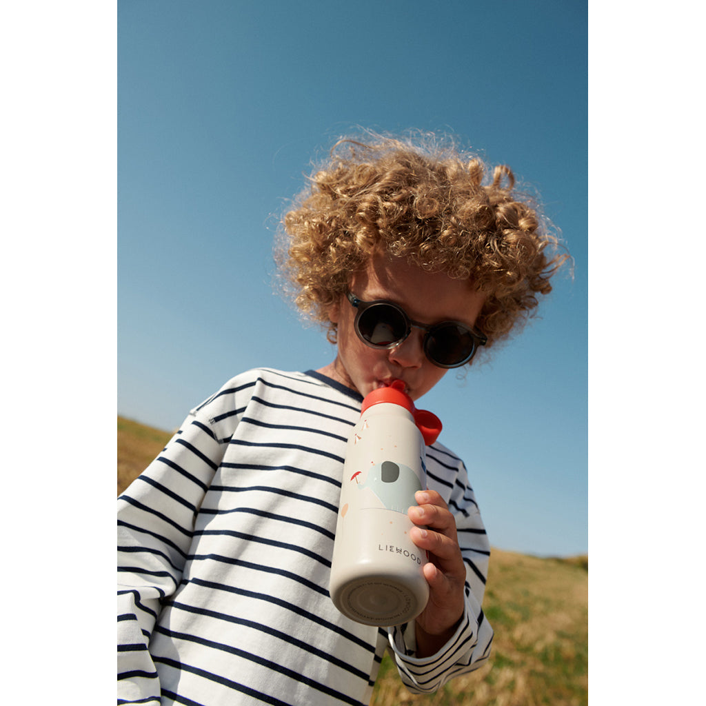 Liewood Falk drikkeflaske, termoflaske 350 ml. - Vehicles/ Dove Blue Mix