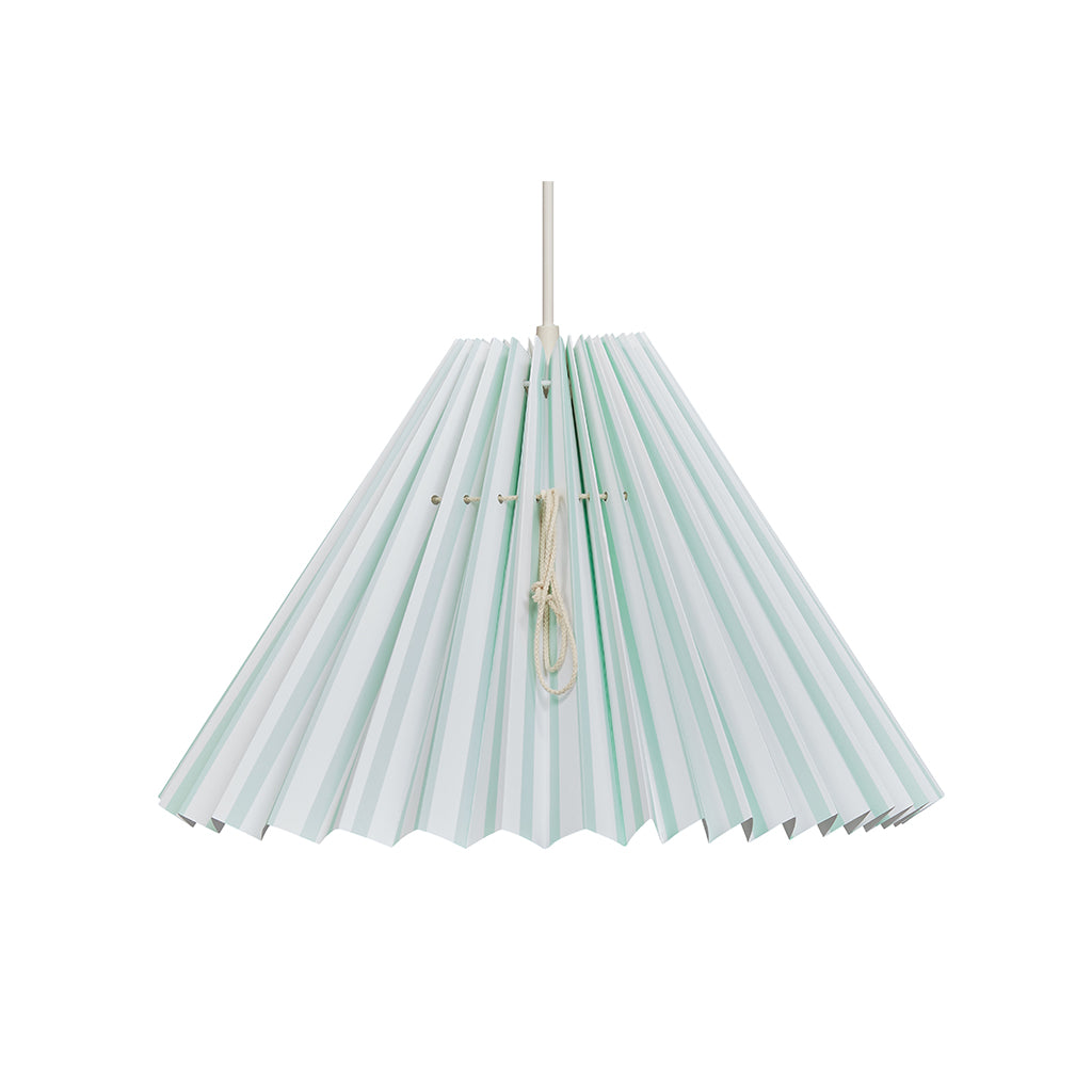 Pink Rose Taklampe med brettet papirskjerm - 32 cm - Hvit med mintfargede striper