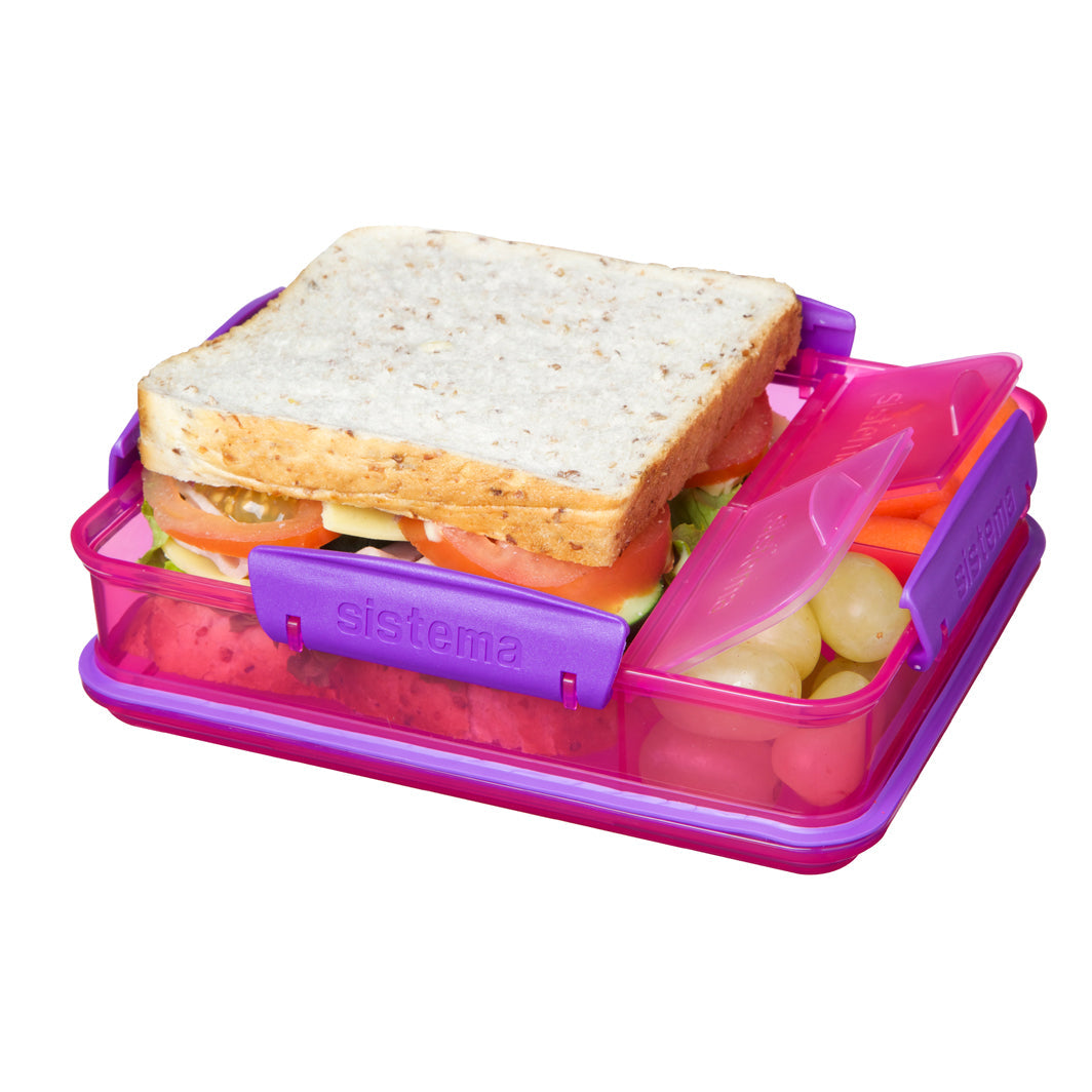 Sistema madkasse med sandwich, druer og gulerodsstave