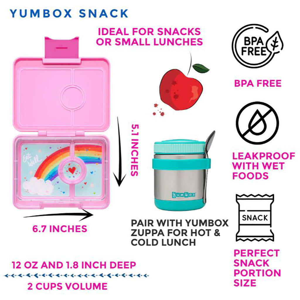 Yumbox matboks med 3 rom, Snack - Miami Aqua / Rainbow