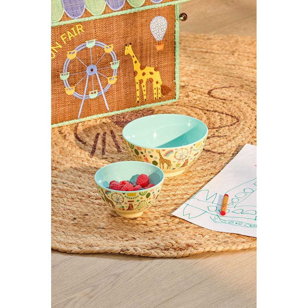 Rice Melamin bolle, liten, Fun fair print - Mint