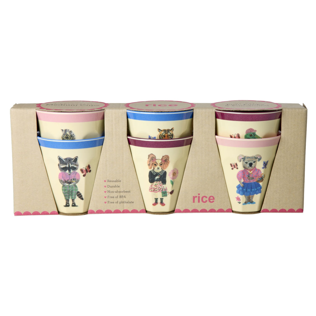 Rice melamin kopper, multifarvet, Nathalie Lété Print, 6-pak - Small