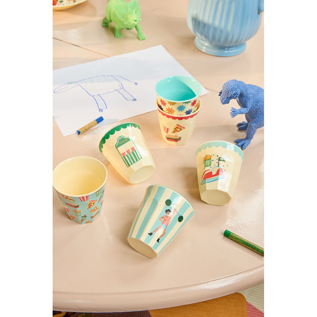 Rice melaminkopper, Fun Fair print, 6-pakning, Small - Mint