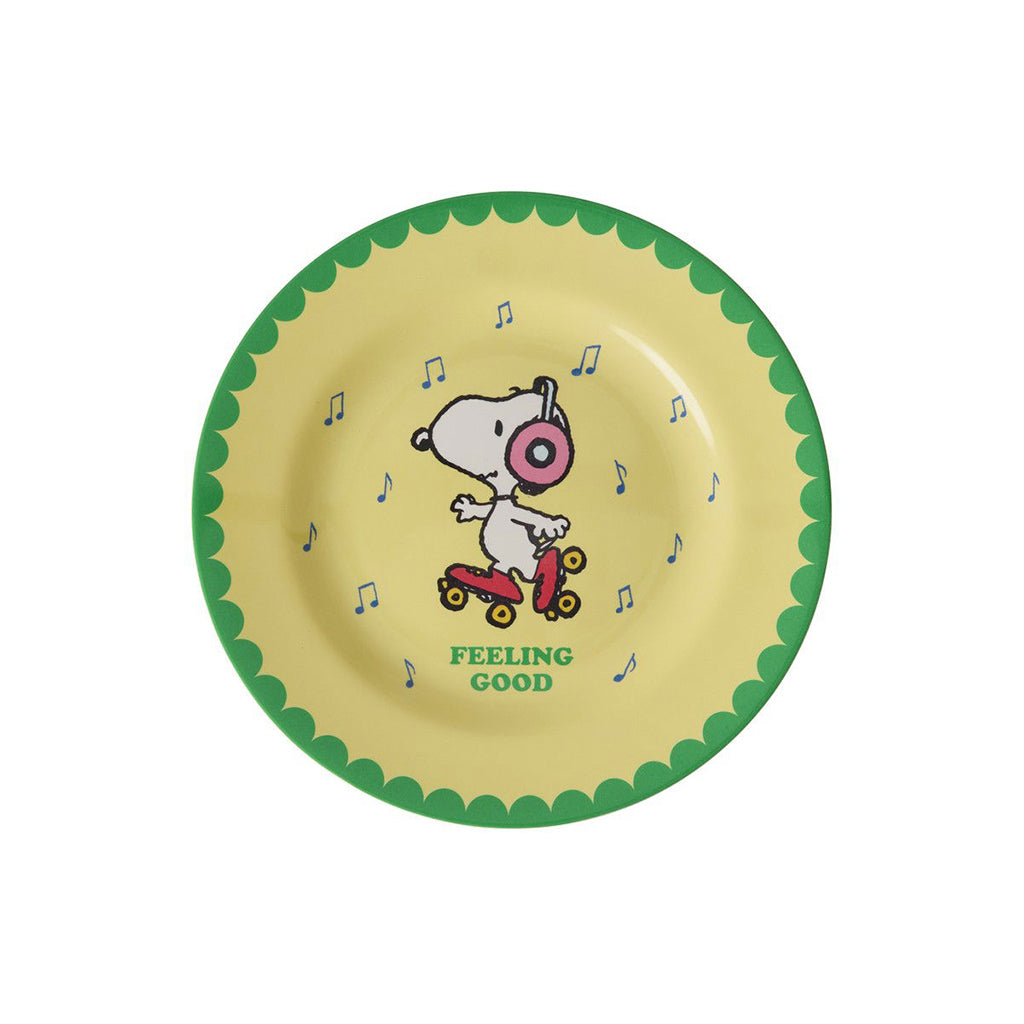 Rice melamin, sidetallerken, Snoopy - Gul