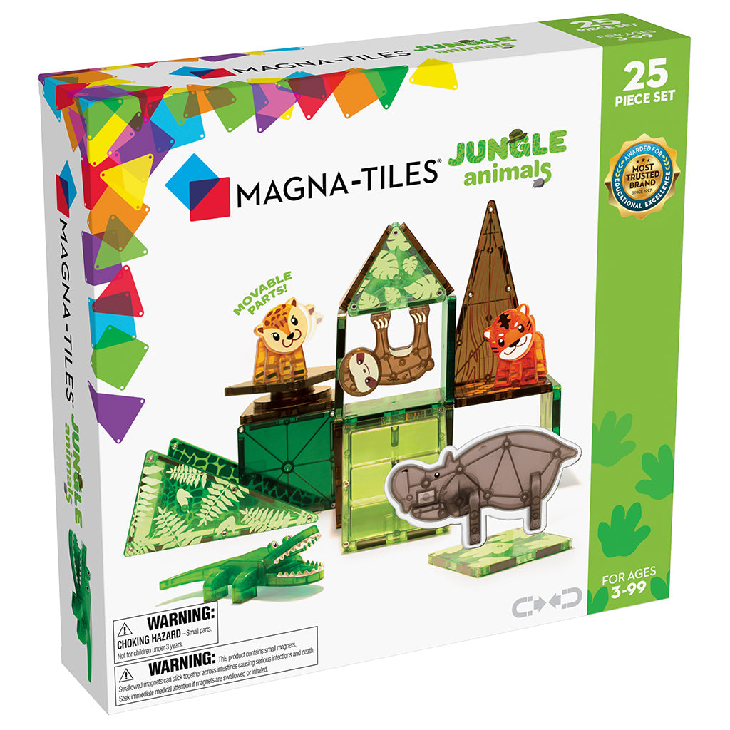 Magna-Tiles Jungle-dyr med 25 dele i æske, for sjov konstruktion