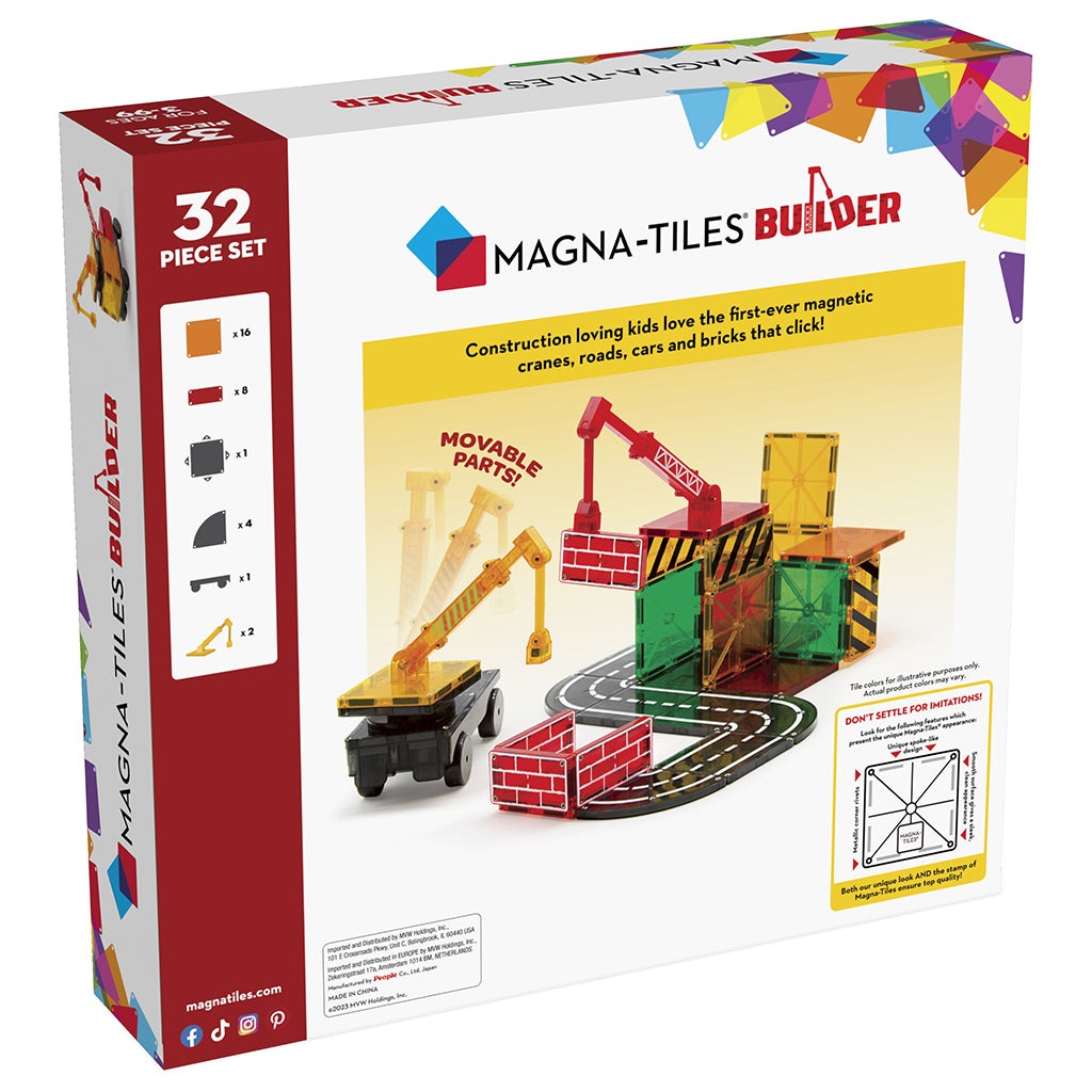 Magna-Tiles Builder, Magnetisk Byggesett med 32 deler