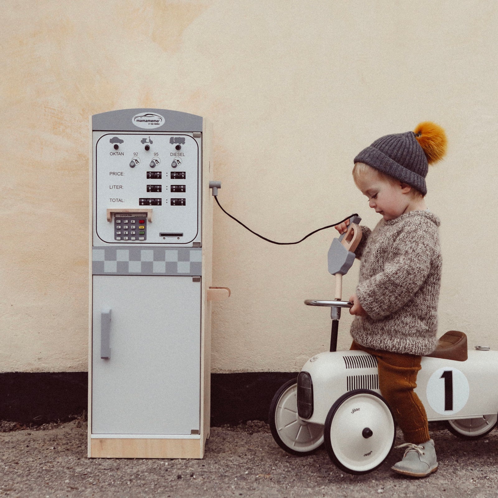 Vilac gåbil i metall, råhvit