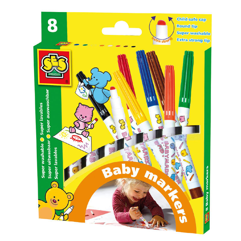 Mine første tusjer, 8 stk - små babyfarger