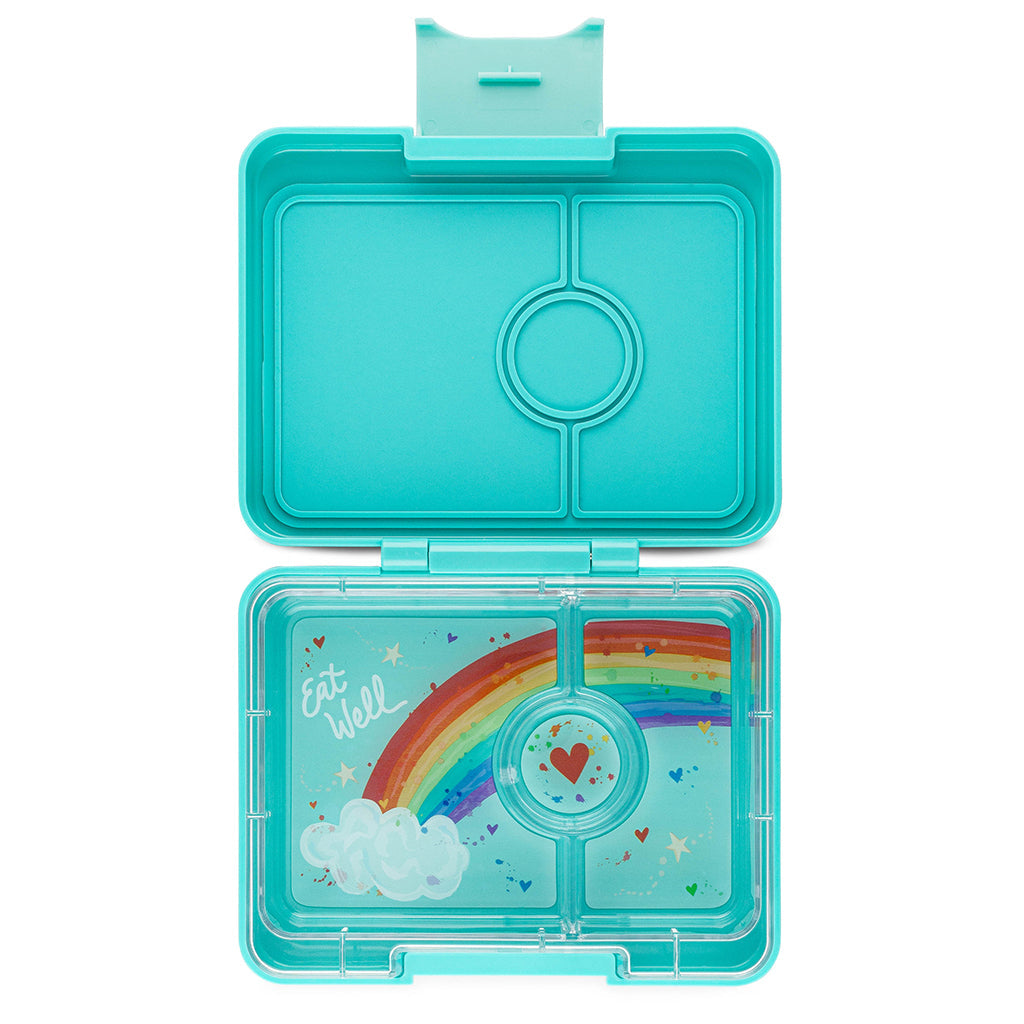 Yumbox matboks m. 3 rum, Snack - Misty aqua/ Rainbow