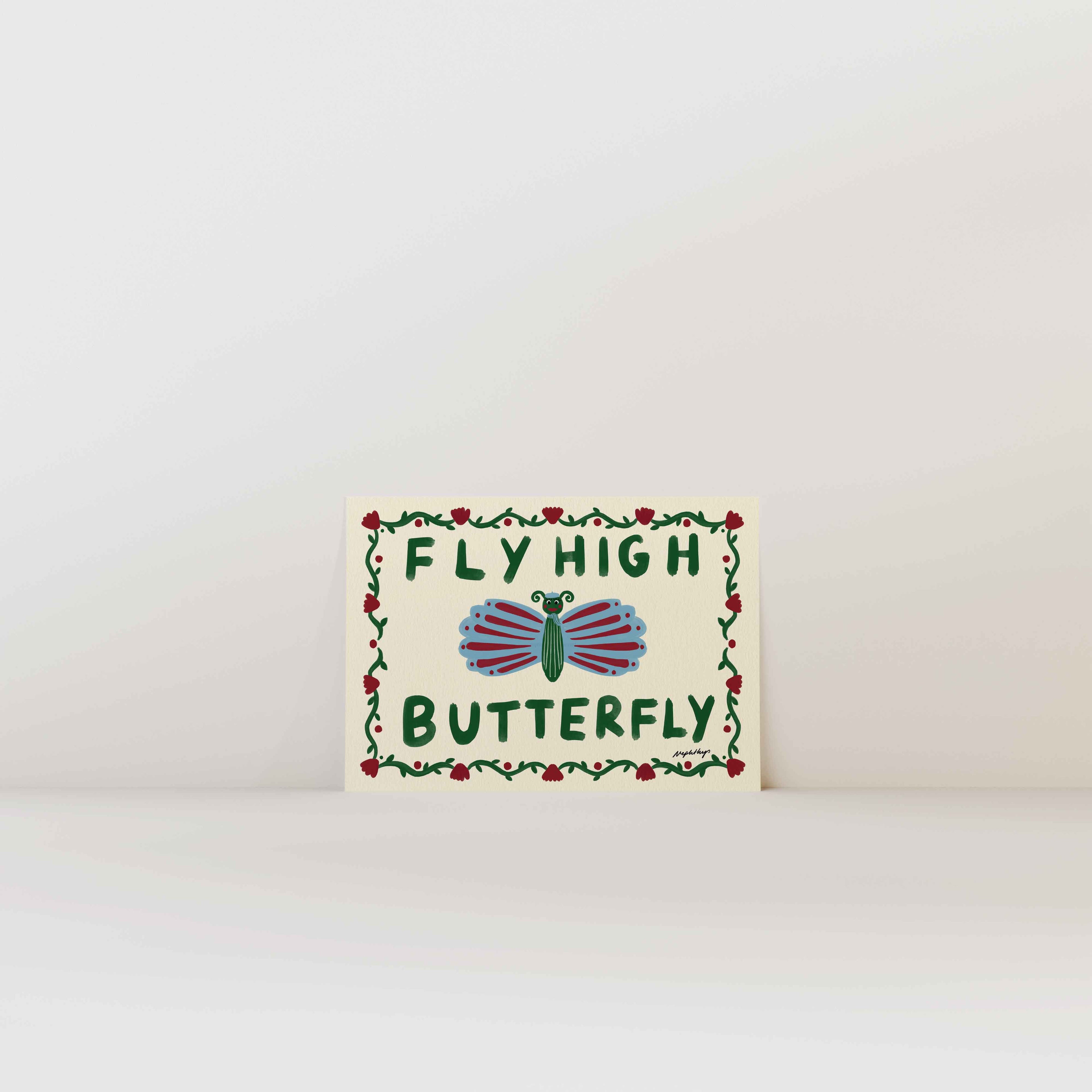 Nephthys Illustrated plakat, Fly High Butterfly - A4