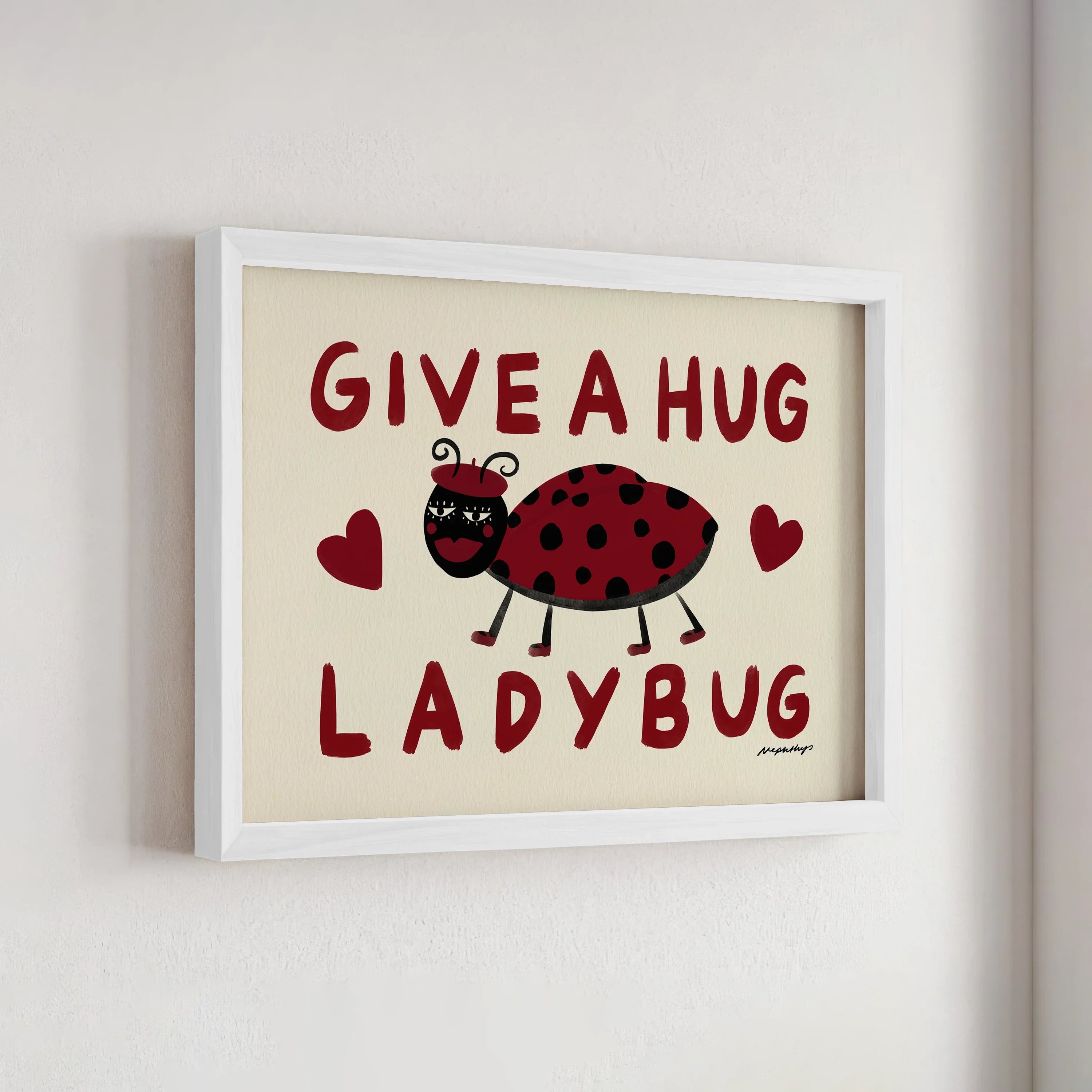 Nephthys Illustrated plakat, Give a Hug Ladybug - A4