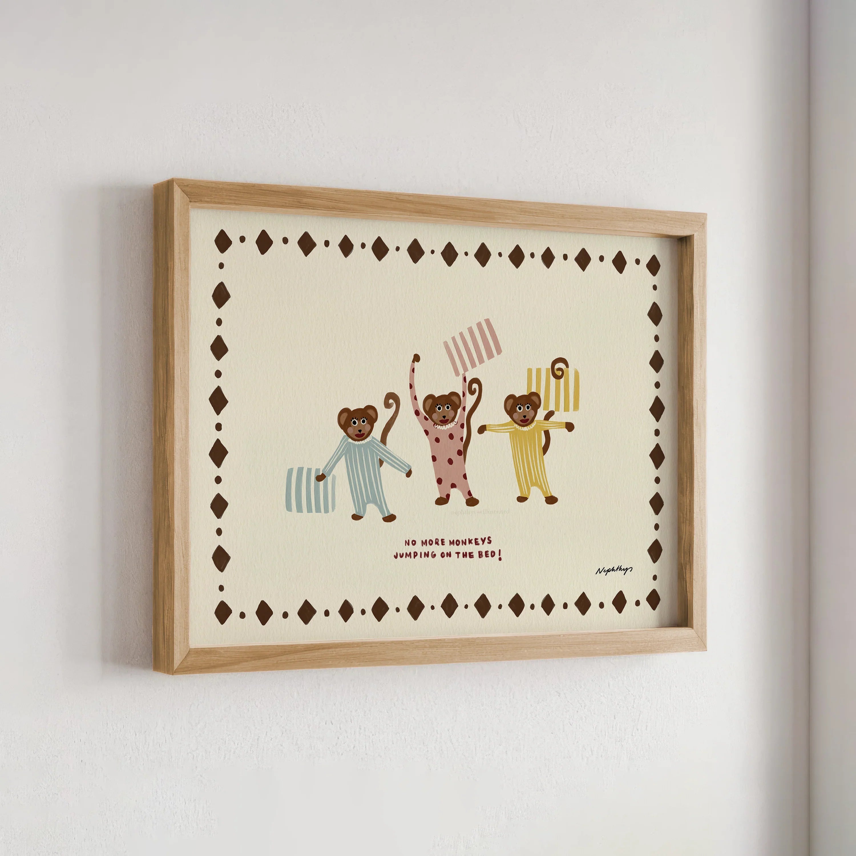 Nephthys Illustrated plakat, Monkeys on the Bed - A4