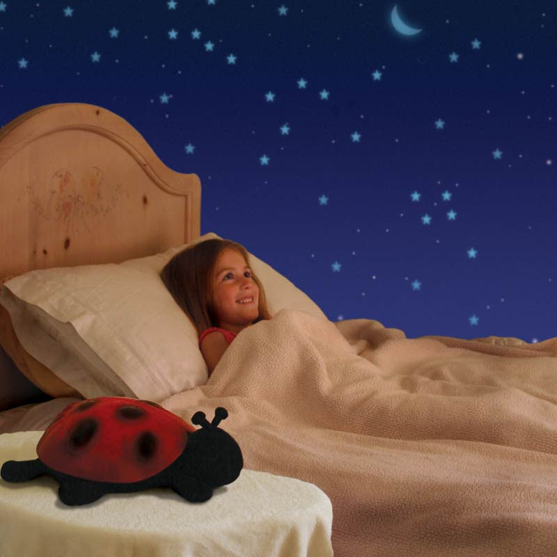 Nattlampe som danner stjernehimmel, marihøne - rød