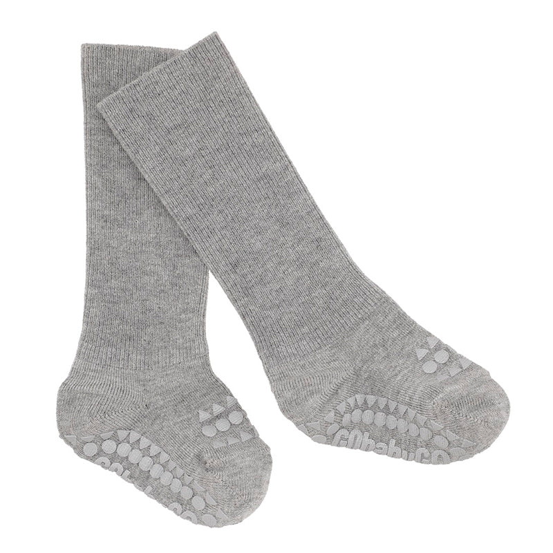 GoBabyGo skridsikre strømper m. gummidutter, Bamboo - Grey melange