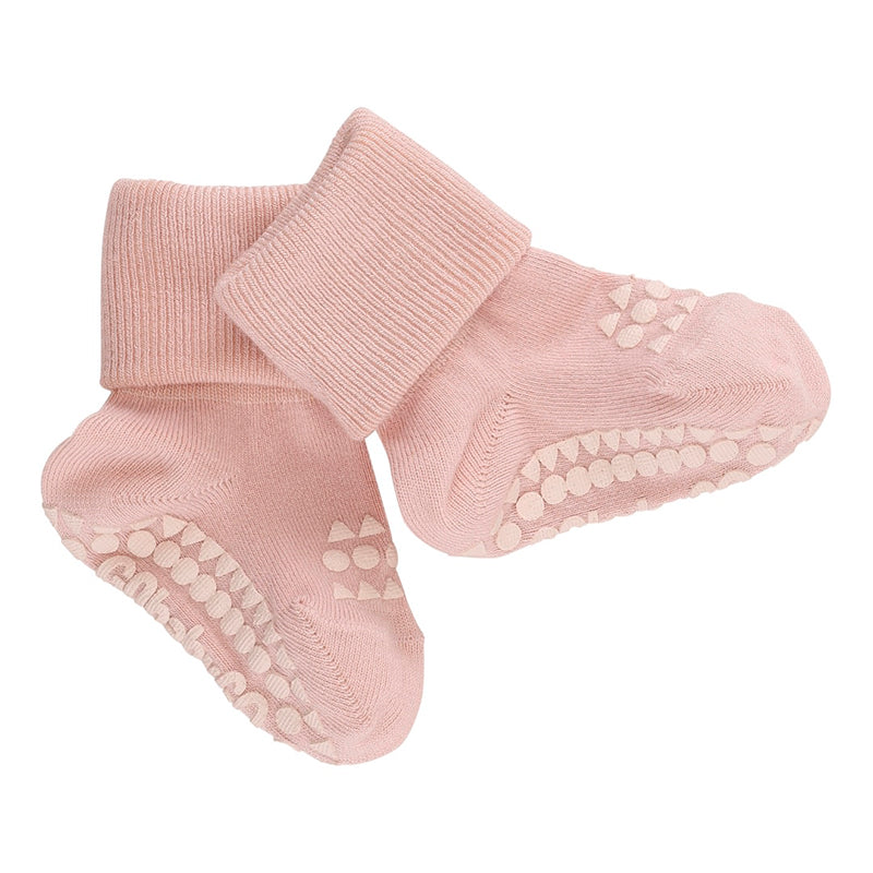 GoBabyGo sklisikre strømper m. gummiprikker, Bamboo - soft pink