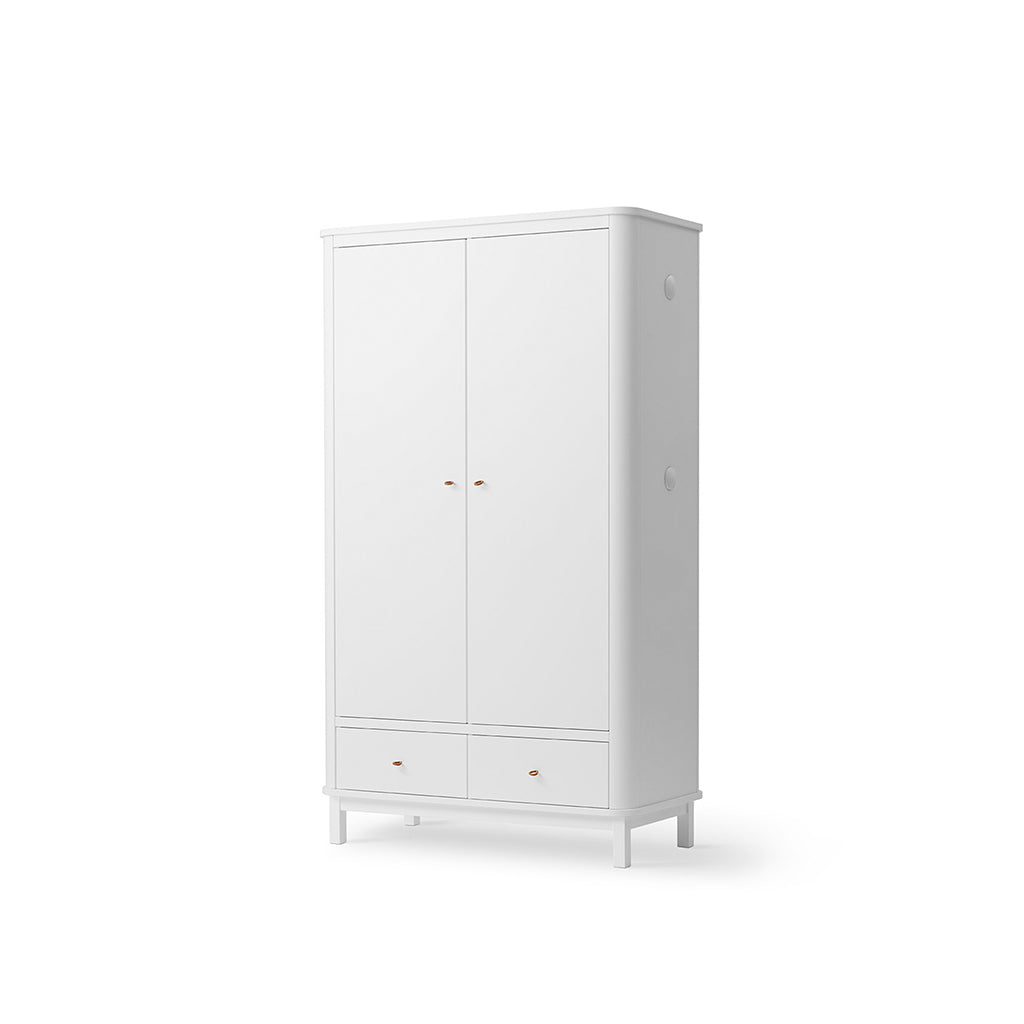 Oliver Furniture Wood klesskap med 2 dører, hvit - høyde 204 cm