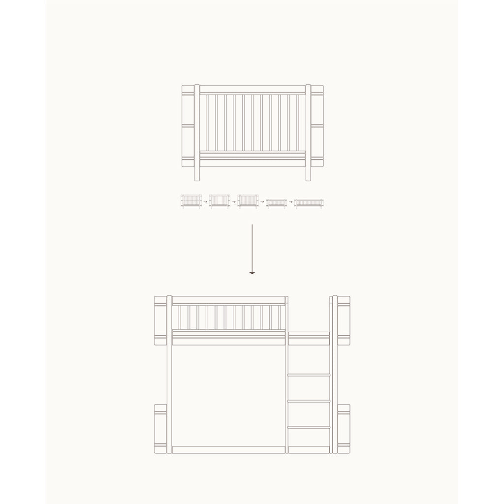 Oliver Furniture, Ombyggingssett, fra Wood Mini+ Sprinkelseng Basic til halvhøy seng - hvit