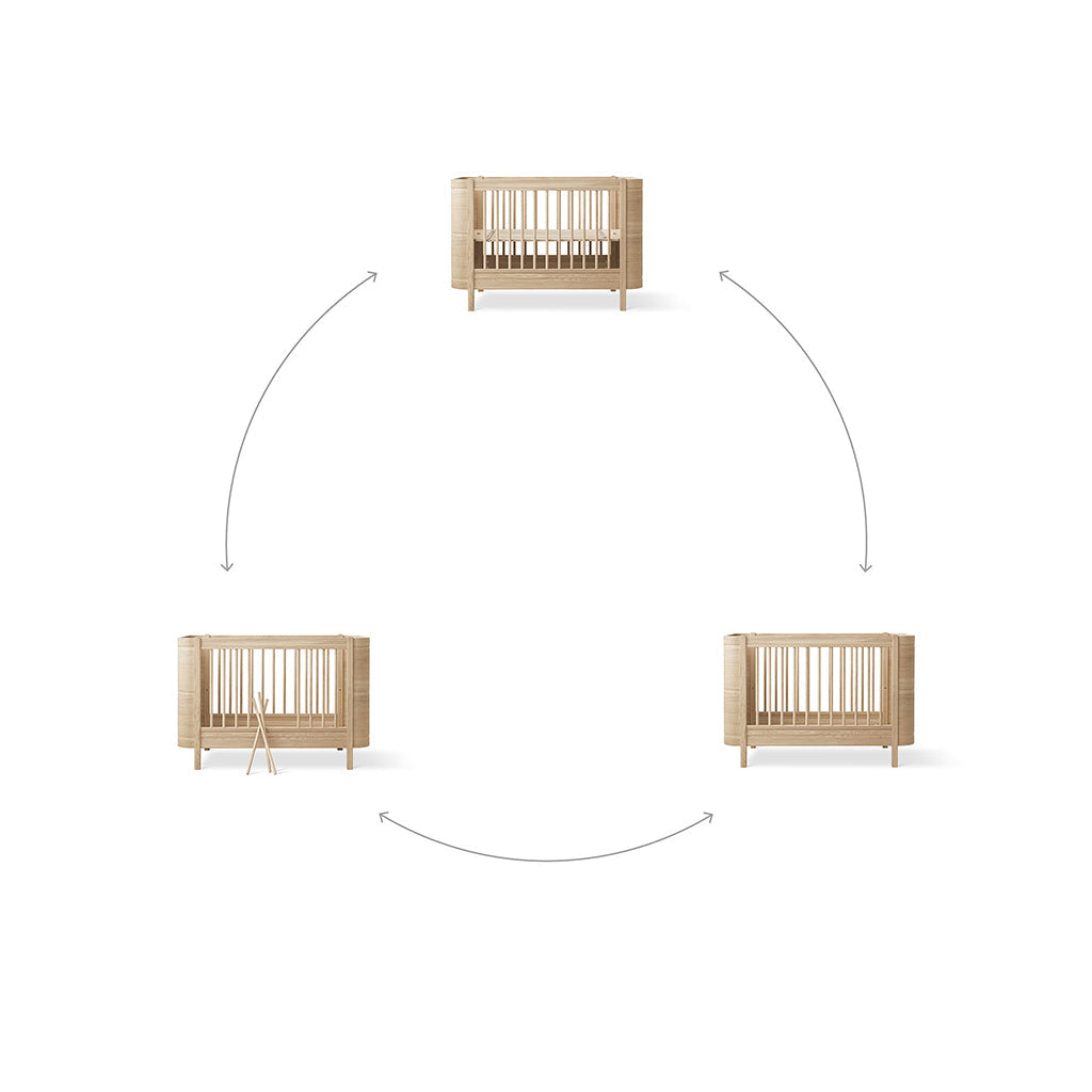 Oliver Furniture, Wood Mini+ sprinkelseng ekskl. juniorkit - Eik